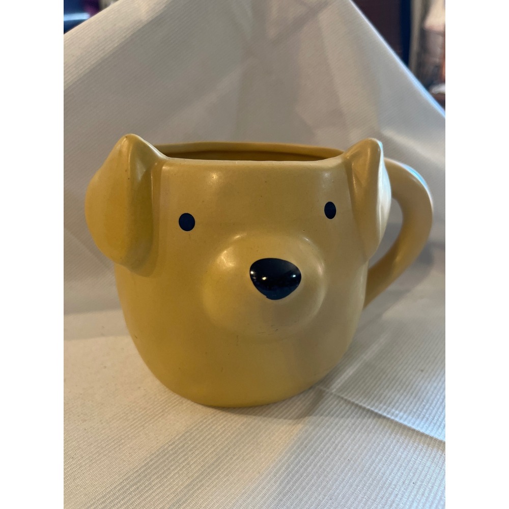 Yellow Golden Retriever Dog Face Ceramic Coffee Mug 3D Ears Novelty Cup 4 Inch